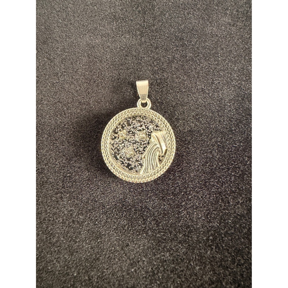 Unbranded Aquarius Zodiac Pendant OS Silver Glitter Rhinestone Medallion Charm